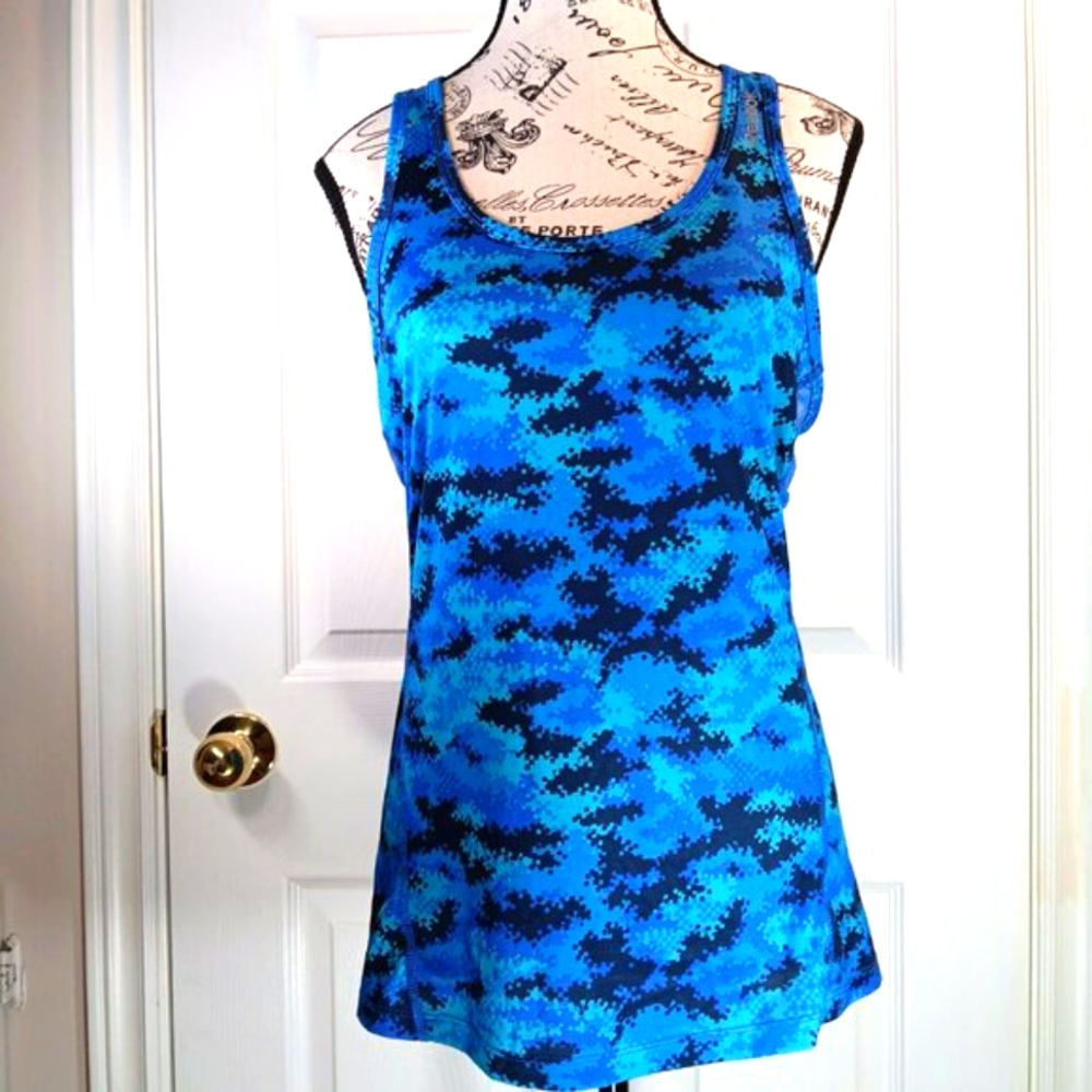 NWOT Reebok Women's Blue Black Racer Back Tank Top Activewear Size M - Picture 10 of 13